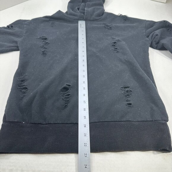 Wet Seal Women's Size Medium Hoodie Distressed Black Preowned - Picture 11 of 13
